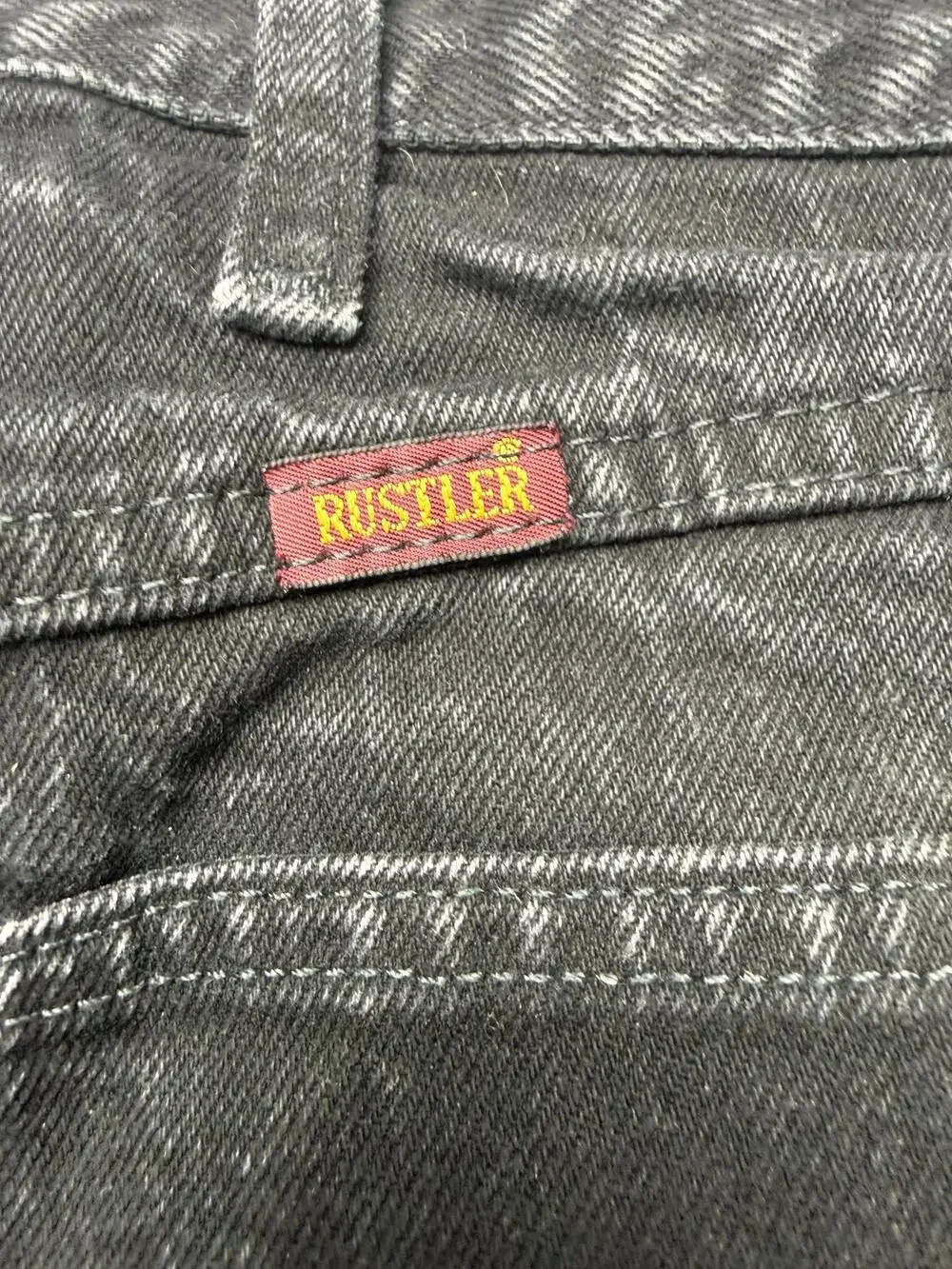 Rustler Jeans Mens 36x30 Gray Charcoal Denim Relaxed Straight Distressed 87619CB